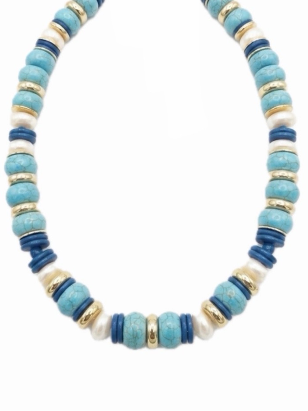NWT ⚜️🩵⚜️ Piper K Reconstituted Turquoise Beaded Statement Collar Necklace